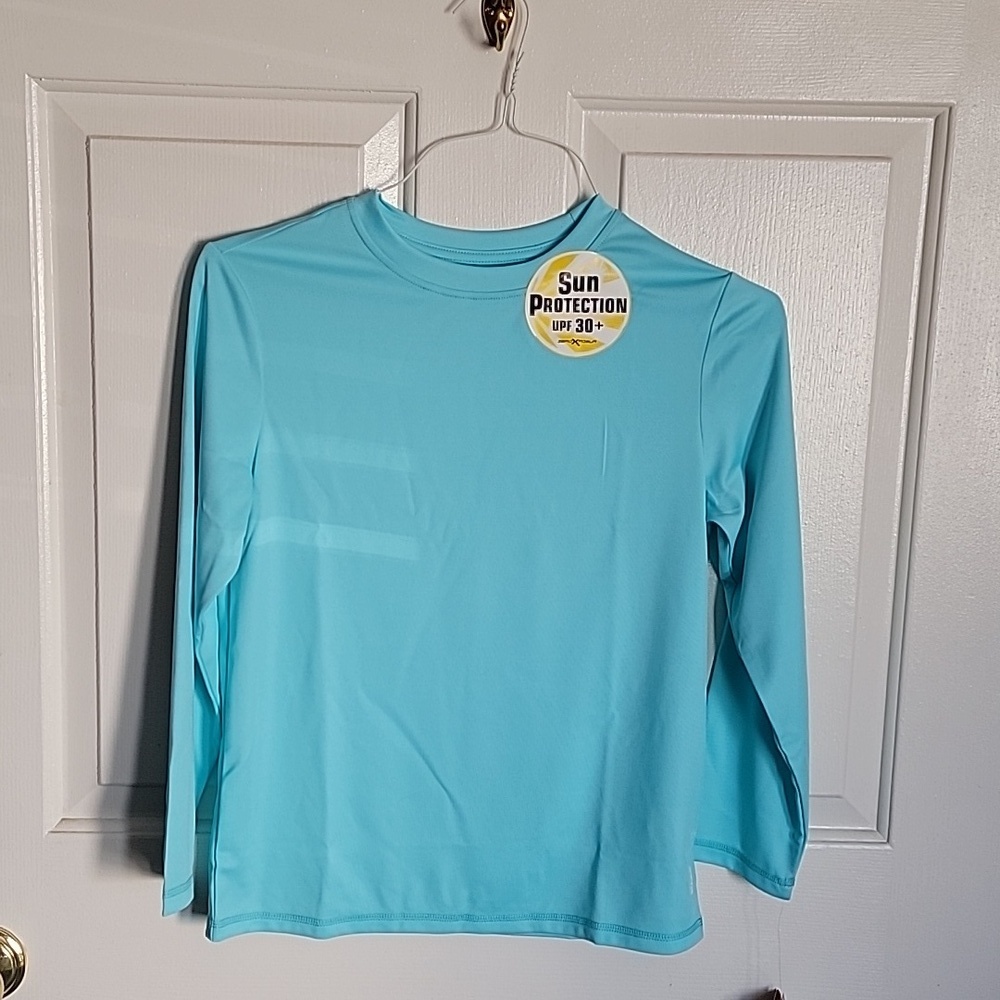 ZeroXposur NWT, Sun Top, boys L(14), Aqua colored, UPF 30+.